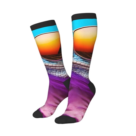 Lsque Lizard With Sunglasses Colorful Printed Crew Socks Men's Women's LightWeight Thin Casual Calf Socks ,Knee High Socks,Cotton Socks