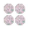 thumbnail image 1 of Lsque Llama Unicorn and Rainbow Pattern 4" Drink Coasters Set of 4, PVC Leather Absorbent Coasters, Table Coaster Set Decorative Coffee Cup Coasters Housewarming Gift -Octagon, 1 of 6