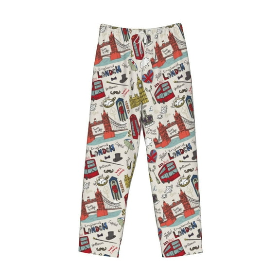 Lsque London Landmark1 Print Men's Pajama Pants, Lounge Pant - Comfortable Home Wear,Elastic Waistband, Stylish Design-Large