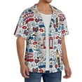 thumbnail image 1 of Lsque London Symbols1 print Men's Cuban Collar Short Sleeve Shirt Summer Beachwear Casual Button Down Fashionable Vacation Leisure Shirt-Medium, 1 of 7