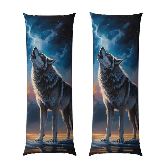 Lsque Lonely Night Sky Wolf Body Pillow Case Cover,Ultra-Soft Microfiber Bed Pillow Cases 20x54 inches,Elegant Bedding,Breathable Durable Pillow Cover with Envelope Closure