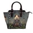 thumbnail image 1 of Lsque Lotus Leaf Starry Sky Guinea Pig Pattern Leather Rivet Shoulder Bag – Elegant Genuine Leather & Microfiber PU Crossbody with Detachable Adjustable Strap, 1 of 5