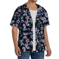 thumbnail image 1 of Lsque Love Butterflies print Men's Cuban Collar Short Sleeve Shirt Summer Beachwear Casual Button Down Fashionable Vacation Leisure Shirt-4X-Large, 1 of 7