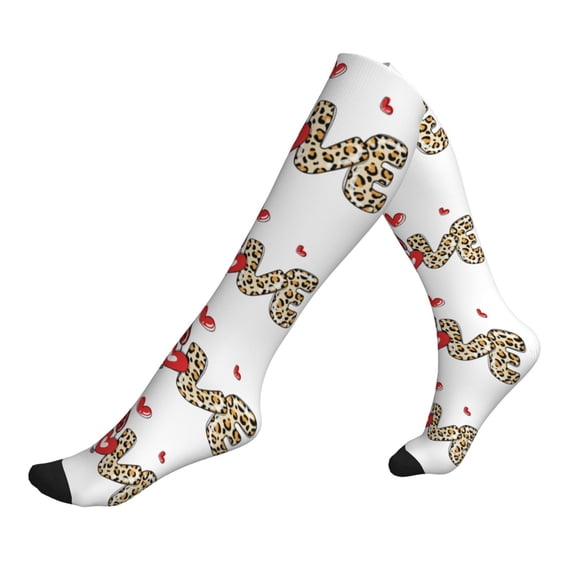 Lsque Love Gnomes Pattern Sport Compression Socks for Men & Women 15-20 mmHg Knee High Nurse Pregnant Running Medical and Travel Athletic