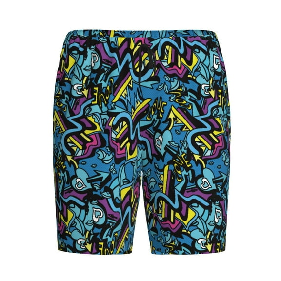 Lsque Love Music Mens Sleep Pajama Shorts,Short Pajama Pants, Cotton Ultra-Soft Knit-Small