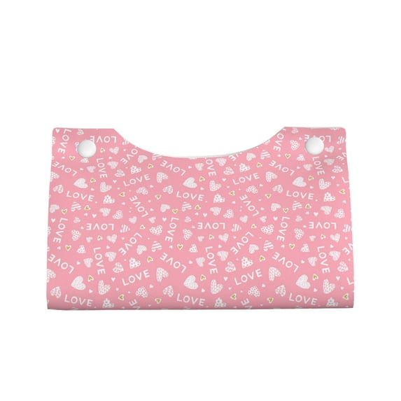 Lsque Love Printed Long Tissue Box Cover Holder, Facial Paper Organizer Dispenser,Triangle with Bottom Belt, PVC Leather Decorative Organizer