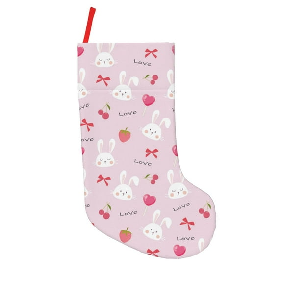 Lsque Love Rabbit Pattern 18 Inch Christmas Stockings, Festive Holiday Stocking for Christmas Decorations Holiday Decor