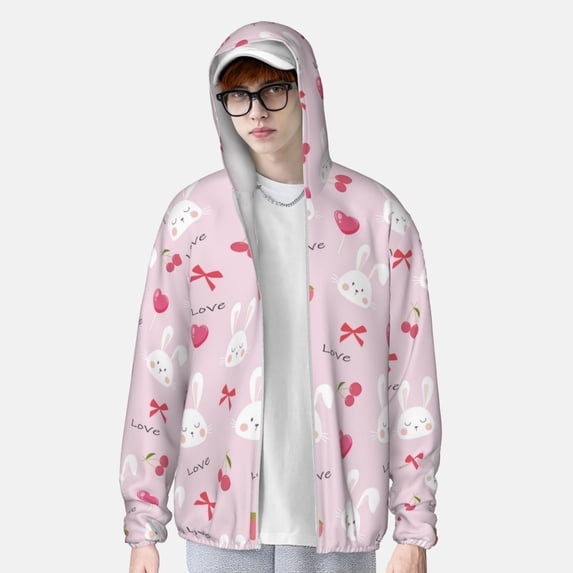 Lsque Love Rabbit UPF 50+ Lightweight Sun Protection Men's Women's Long Sleeve Shirt, Hoodie Performance -XX-Large