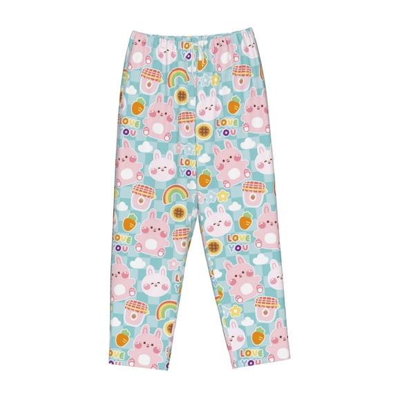Lsque Love You Rabbit Print Women's Pajama Pants, Lounge Pant - Comfortable Home Wear,Elastic Waistband, Stylish Design-Medium