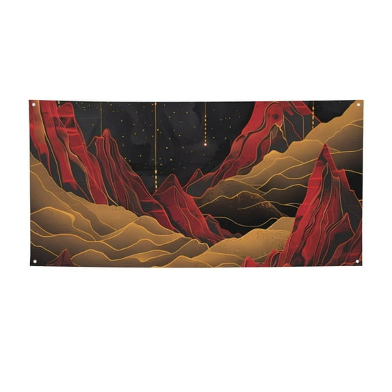 Lsque Lunar Mountains Golden Rivers Pattern Party Banner, Festive Banner , Holiday Celebrations and Events for Carnival Birthday Party Festival Decorations-Medium
