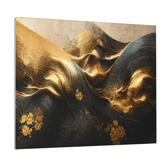 Lsque Luxurious Gold Flow Print Wall Art – Decorative Picture for Living Room, Bedroom, and Office (Horizontal)