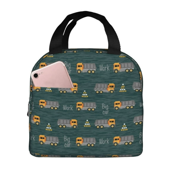 Lsque Machine Pattern Lunch Bag Women/Men Insulated Lunch Box,Small Leakproof Cooler Food Lunch Containers Reusable High Capacity Lunch Tote Bags