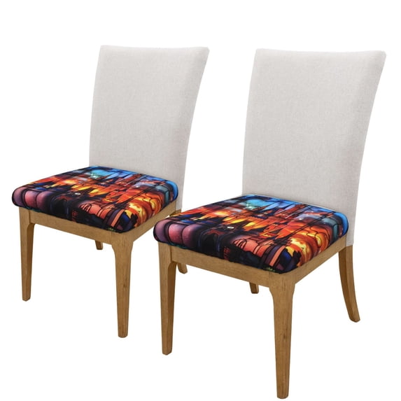 Lsque Magical Stained Glass Castle Printed Square Couch Cushion Covers, Floral Sofa Cushion Covers Replacement, Stretch Couch Covers for Couch-16.9in