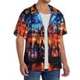 thumbnail image 1 of Lsque Magical Stained Glass Castle print Men's Cuban Collar Short Sleeve Shirt Summer Beachwear Casual Button Down Fashionable Vacation Leisure Shirt-XX-Large, 1 of 7