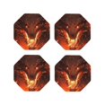 thumbnail image 1 of Lsque Magma Fire Black Dragon Pattern 4" Drink Coasters Set of 4, PVC Leather Absorbent Coasters, Table Coaster Set Decorative Coffee Cup Coasters Housewarming Gift -Octagon, 1 of 6