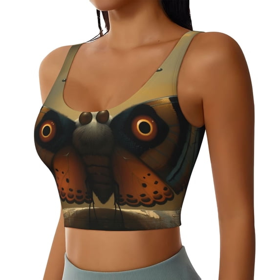 Lsque Majestic Butterfly Sunset Printed Women'S Sports Bra, Compression, Moisture Wicking, High-Impact Sports Bra For Women,Supportive sports bra-Medium