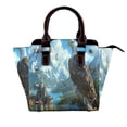 thumbnail image 1 of Lsque Majestic Eagle Over Castle Pattern Leather Rivet Shoulder Bag – Elegant Genuine Leather & Microfiber PU Crossbody with Detachable Adjustable Strap, 1 of 5