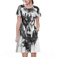 thumbnail image 1 of Lsque Majestic Wolf Landscape Print Women's Casual Dress T-Shirt Summer Short Sleeve Scoop Neck Swing Dresses, 1 of 6