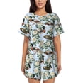 thumbnail image 1 of Lsque Mallard Ducks And Roses Women's Short-Sleeved Pajama Set - 2 Piece Soft and Lightweight Sleepwear Set-X-Large, 1 of 9