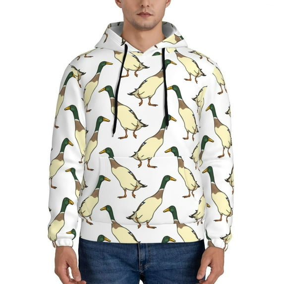 Lsque Mallard Ducks Pattern Casual Men's Hoodie,Hooded Sweatshirt with Kangaroo Pocket,Pullover Hoodie-Small