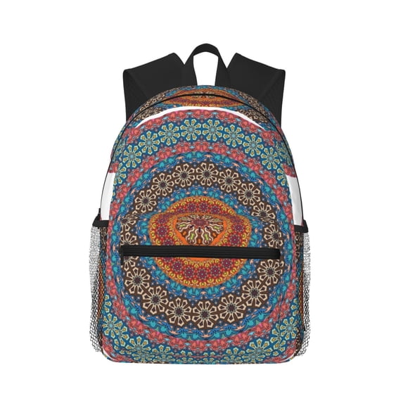 Lsque Mandala Classic Casual Backpack - Large Capacity Water-Resistant Backpack for School, Work, Travel, and Outdoor Activities
