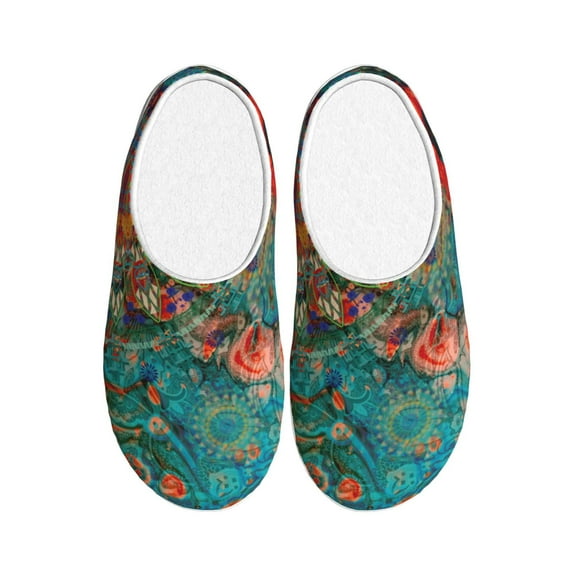 Lsque Mandala Colorful Pattern Womens Comfort Cotton on Scuff With Memory Foam and Anti-skid Sole Slipper-46/47