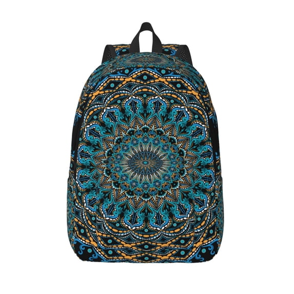 Lsque Mandala Pattern Canvas Daypack, Durable Backpack, High-quality Versatile Backpack,Vintage Compact Backpack-Medium