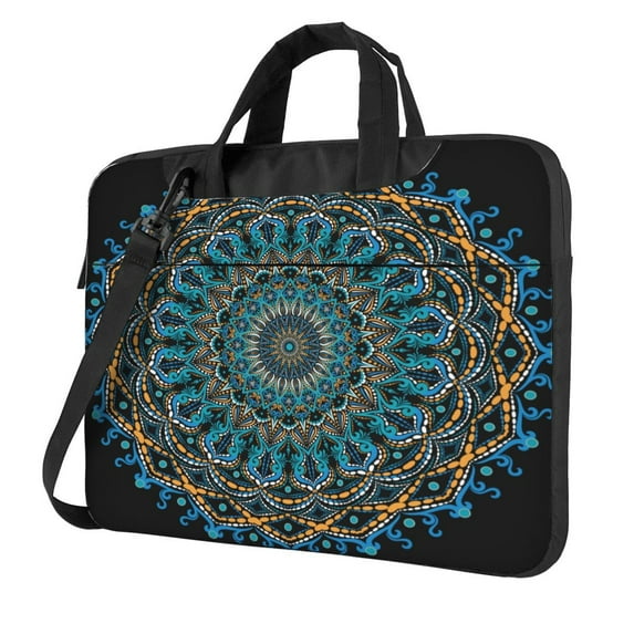 Lsque Mandala Pattern Laptop Bag – Portable & Slim Single-Shoulder Computer Case with Adjustable Strap, Protective, Lightweight for 13”/14”/15.6” Laptops