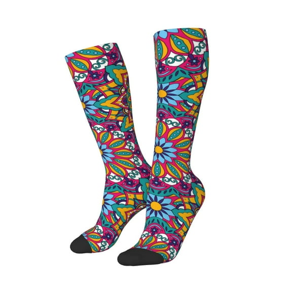 Lsque Mandala Printed Crew Socks Men's Women's LightWeight Thin Casual Calf Socks ,Knee High Socks,Cotton Socks