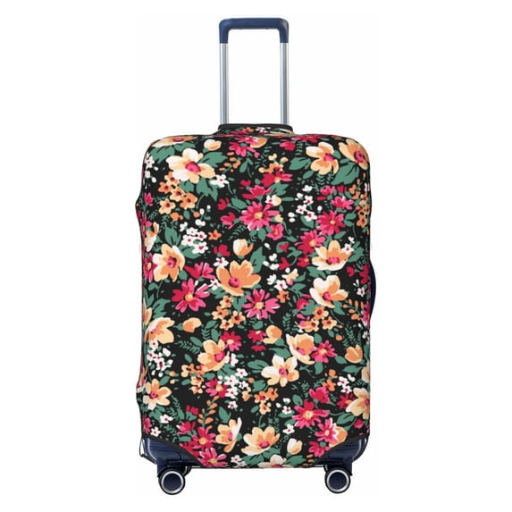 Lsque Many Kind Of Flowers Printed Luggage Cover, Travel Luggage Protector,Scratch and Dirt Resistant, Fits 18-32 Inch Luggage - Medium