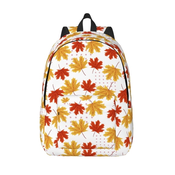 Lsque Maple Leaf Pattern Canvas Daypack, Durable Backpack, High-quality Versatile Backpack,Vintage Compact Backpack-Small