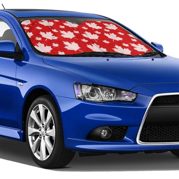 Lsque Maple Leaves Car Windshield Sun Shade | Accordion Folding Style Auto Shade for Car Truck SUV Van | Blocks UV Rays Sun Visor Protector | Small
