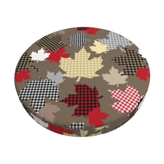 Lsque Maple colorful Pattern Round Bar chair cushion covers Velvet Fabric Premium Comfort Protects from Scratches and Stains for 14-17 Inch Chair-13 inch
