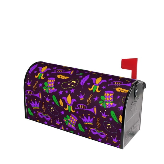 Lsque Mardi Gra2 Mailbox Cover Standard Size ,Magnetic Mailbox Covers Post Wraps Letter Box Cover -21x18 in