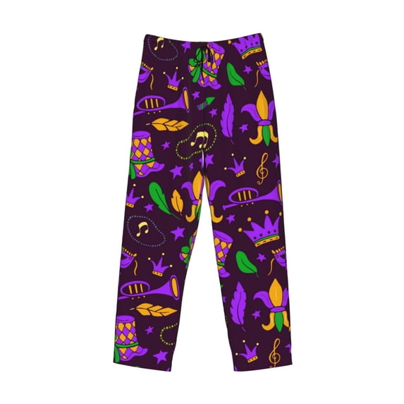 Lsque Mardi Gra2 Print Men's Pajama Pants, Lounge Pant - Comfortable Home Wear,Elastic Waistband, Stylish Design-Medium