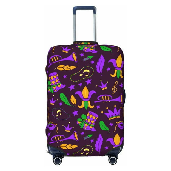 Lsque Mardi Gra2 Printed Luggage Cover, Travel Luggage Protector,Scratch and Dirt Resistant, Fits 18-32 Inch Luggage - Medium