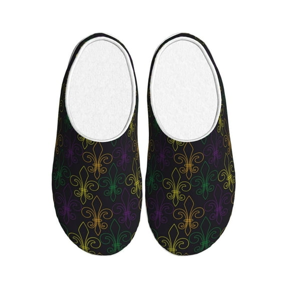 Lsque Mardi Gras Carnival Pattern Womens Comfort Cotton on Scuff With Memory Foam and Anti-skid Sole Slipper-35/36