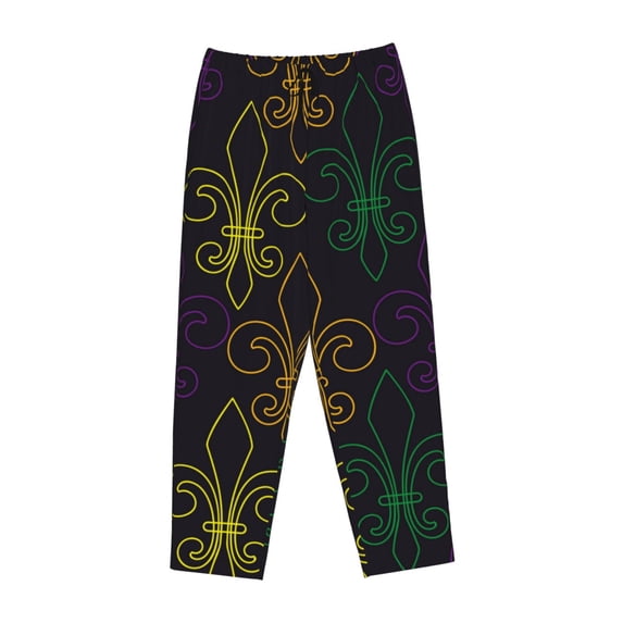 Lsque Mardi Gras Carnival Print Women's Pajama Pants, Lounge Pant - Comfortable Home Wear,Elastic Waistband, Stylish Design-Large