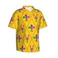 thumbnail image 1 of Lsque Mardi Gras Crayfish and Fleur de lis pattern Hawaiian Shirt for Men, Unisex Summer Beach Casual Short Sleeve Button Down Shirts-Small, 1 of 9