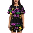 thumbnail image 1 of Lsque Mardi Gras with Flamingo Women's Short-Sleeved Pajama Set - 2 Piece Soft and Lightweight Sleepwear Set-4X-Large, 1 of 9