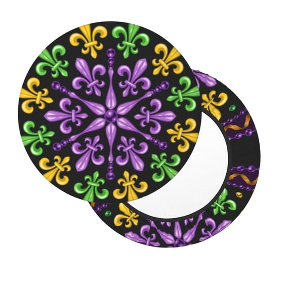 Lsque Mardi Gras5 Round Bar chair cushion covers Velvet Fabric Premium Comfort Protects from Scratches and Stains for 14-17 Inch Chair- 14 inch