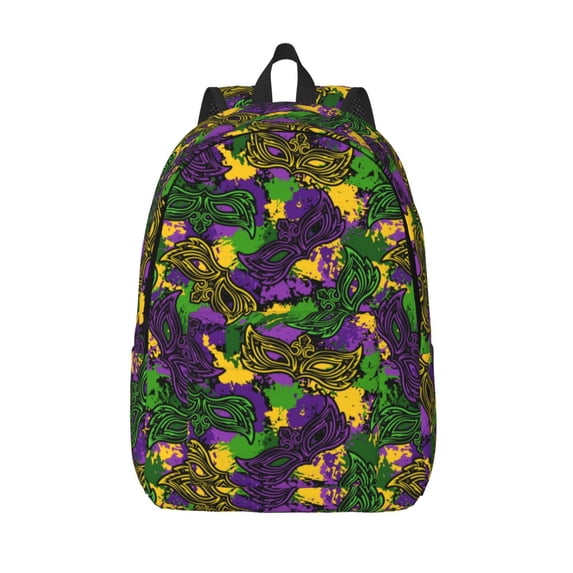 Lsque Mardi Gras7 Pattern Canvas Daypack, Durable Backpack, High-quality Versatile Backpack,Vintage Compact Backpack-Medium