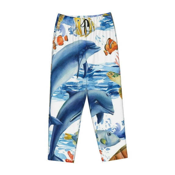 Lsque Marine Animals Print Women's Pajama Pants, Lounge Pant - Comfortable Home Wear,Elastic Waistband, Stylish Design-Large