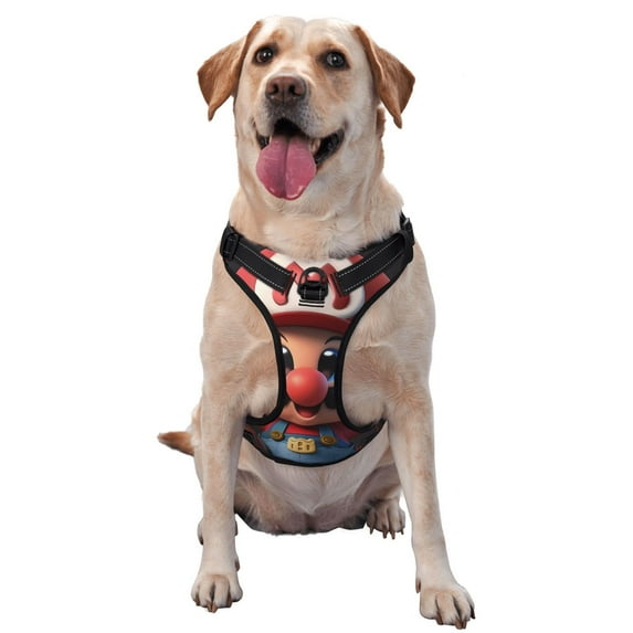 Lsque Mario Dog Harness, No-Pull Pet Harness with 2 Leash Clips, Adjustable Soft Padded Dog Vest with Easy Control Handle for Large Dogs-Large