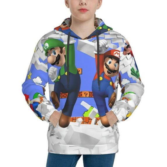 Lsque Mario Patten Youth Hoodie Sweatshirt Pullover with Kangaroo Pocket Boys and Girls Hoodie Warm Hoodie for Kids