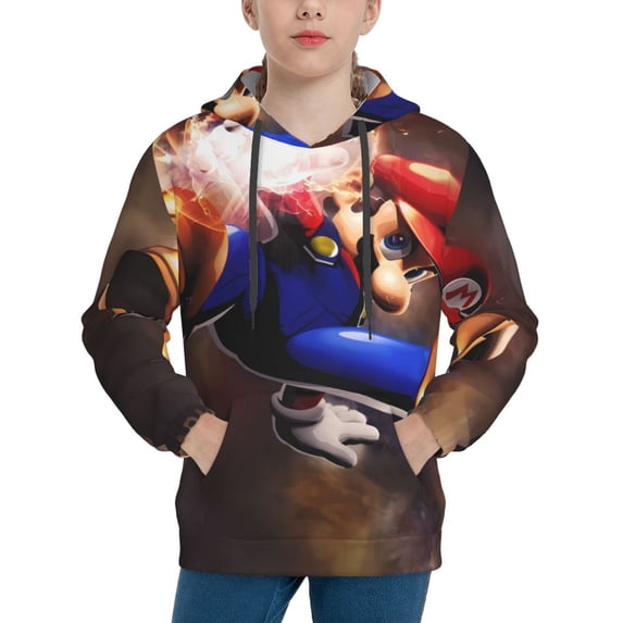 Lsque Mario Patten Youth Hoodie Sweatshirt Pullover with Kangaroo Pocket Boys and Girls Hoodie Warm Hoodie for Kids