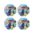thumbnail image 1 of Lsque Mario Pattern 4" Drink Coasters Set of 4, PVC Leather Absorbent Coasters, Table Coaster Set Decorative Coffee Cup Coasters Housewarming Gift, 1 of 7