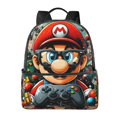 thumbnail image 1 of Lsque Mario Pattern Backpack – School Travel Canvas Daypack with Ergonomic Padded Straps, Multiple Compartments & Leather Handle, 1 of 5