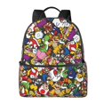 thumbnail image 1 of Lsque Mario Pattern Backpack – School Travel Canvas Daypack with Ergonomic Padded Straps, Multiple Compartments & Leather Handle, 1 of 5