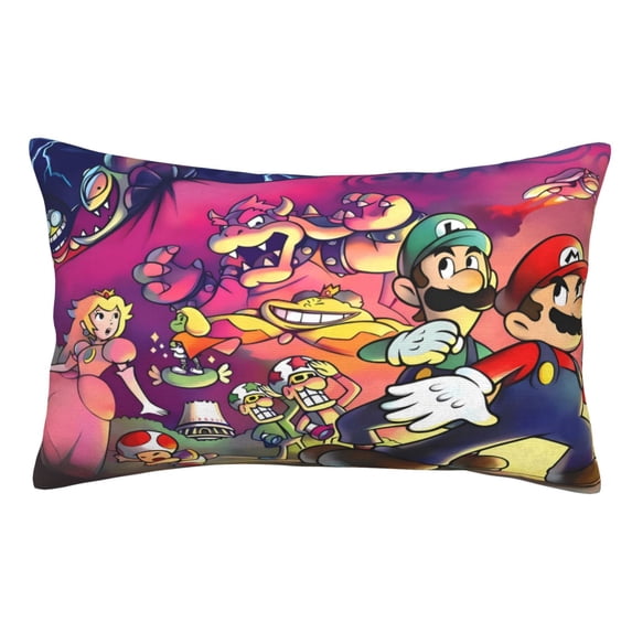 Lsque Mario Pattern Bedding Waterproof Pillow Protector Zippered Queen – Bed Bug Proof Pillow Encasement-16"x24"